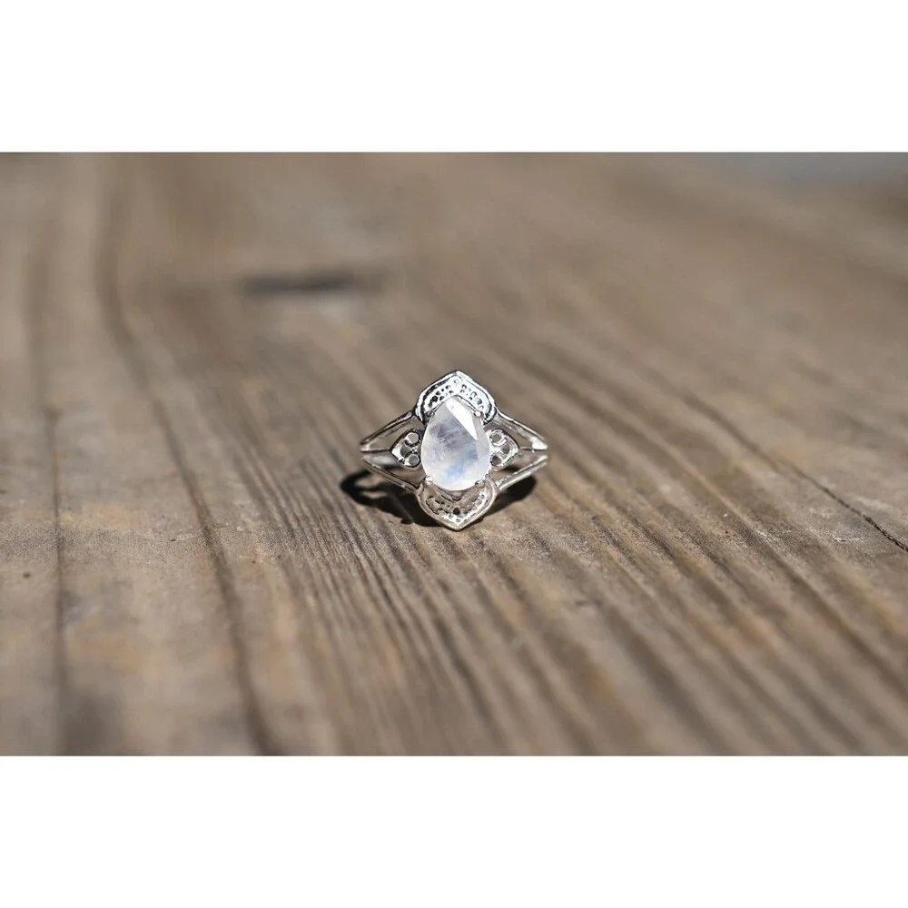 Engagement ring Moonstone sterling silver ring American made